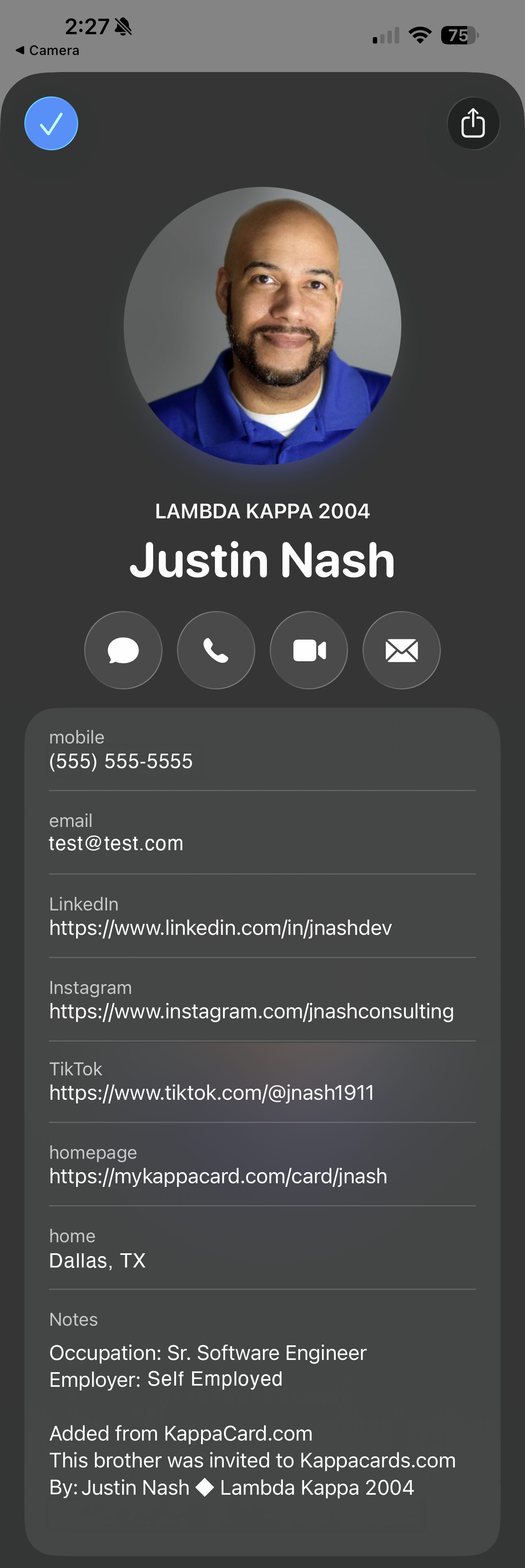 The Contact Card: complete contact information in one view.