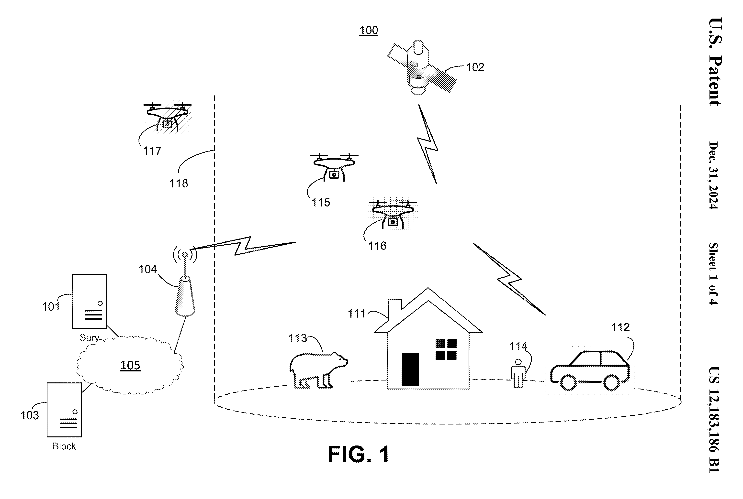Geofencing with satellite systems patent drawing